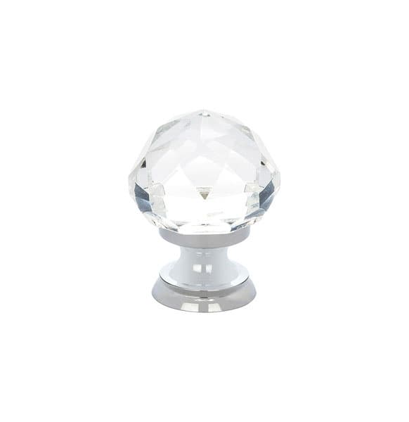 Emtek Diamond Glass Cabinet Knob, 1" Diameter, Polished Chrome - 86003US26