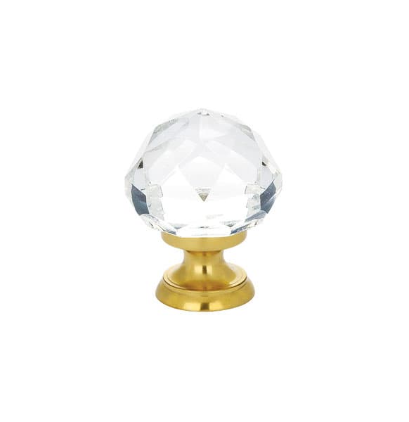 Emtek Diamond Glass Cabinet Knob, 1-1/4" Diameter, Polished Brass - 86012US3