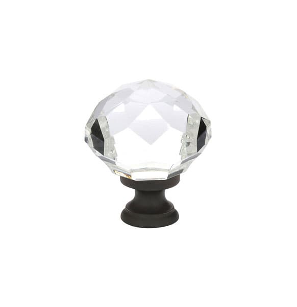 Emtek Diamond Glass Knob, 1-3/4" Diameter, Oil Rubbed Bronze - 86209US10B