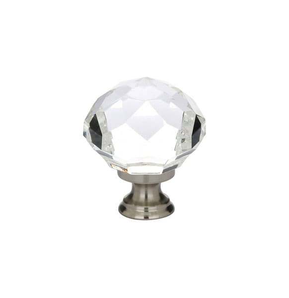Emtek Diamond Glass Knob, 1-3/4" Diameter, Satin Nickel - 86209US15