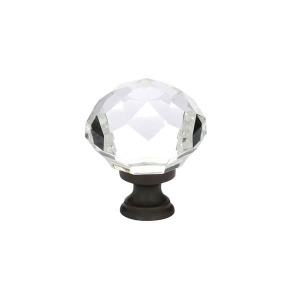 Emtek Diamond Glass Knob, 1-3/4" Diameter, Flat Black - 86209US19