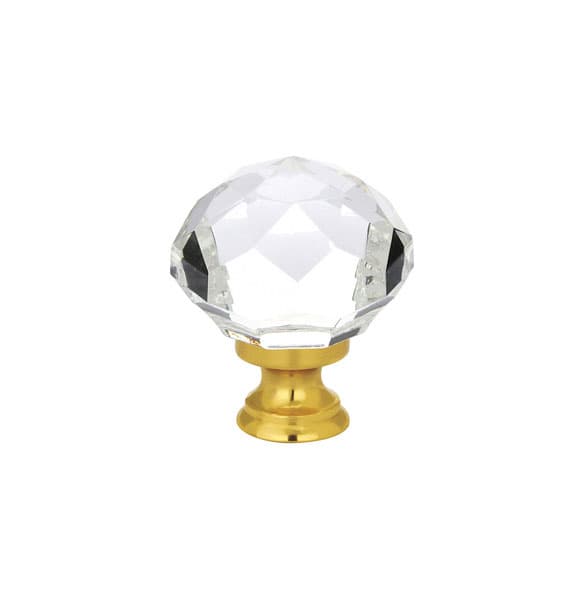 Emtek Diamond Glass Knob, 1-3/4" Diameter, Polished Brass - 86209US3