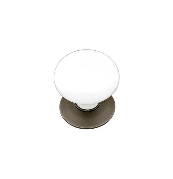 Emtek Porcelain Knob, Ice White, 1-3/4" Diameter, Oil Rubbed Bronze - 86034US10B
