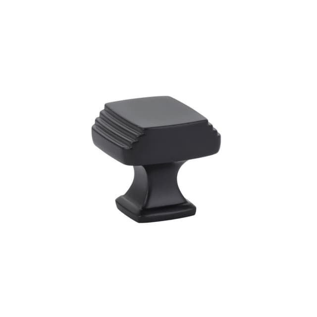 Emtek Art Deco Knob, 1-1/4" Diameter, Flat Black - 86421US19