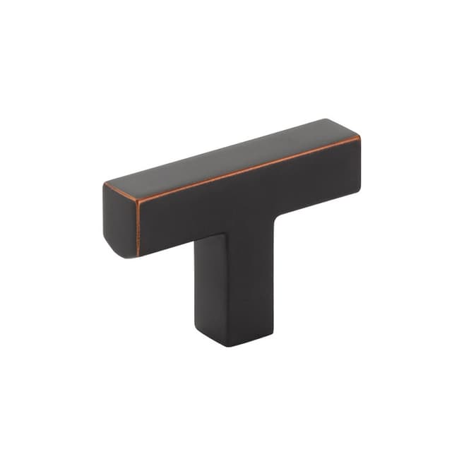 Emtek Modern Rectangular Warwick T-Knob, 2" Diameter, Oil Rubbed Bronze - 86726US10B