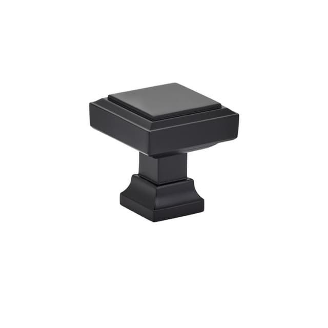 Emtek Geometric Square Knob, 1-1/4" L, Flat Black - 86295US19