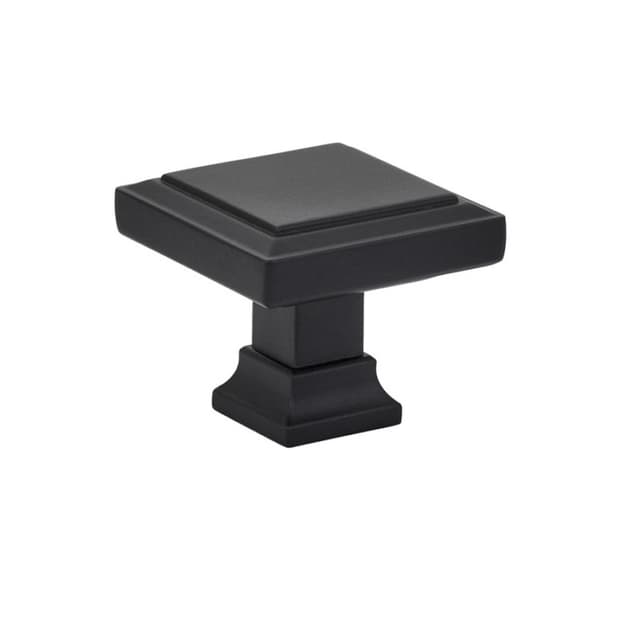 Emtek Geometric Square Knob, 1-5/8" L, Flat Black - 86296US19