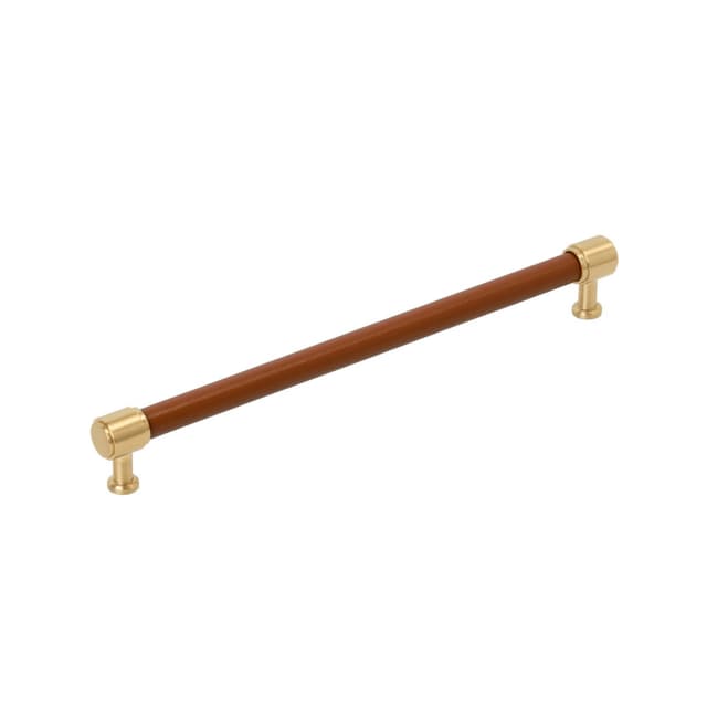 Amerock Fairlane Series 10-1/16 in (256 mm) Center to Center Cognac Leather/Champagne Bronze Pull, BP37542CNLCZ