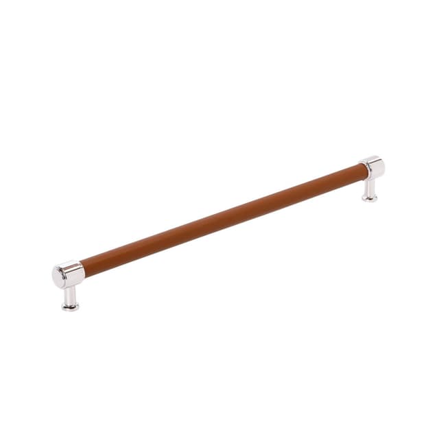 Amerock Fairlane Series Cognac Leather/Polished Nickel 18" (457 mm) Center to Center Appliance Pull, BP37545CNLPN