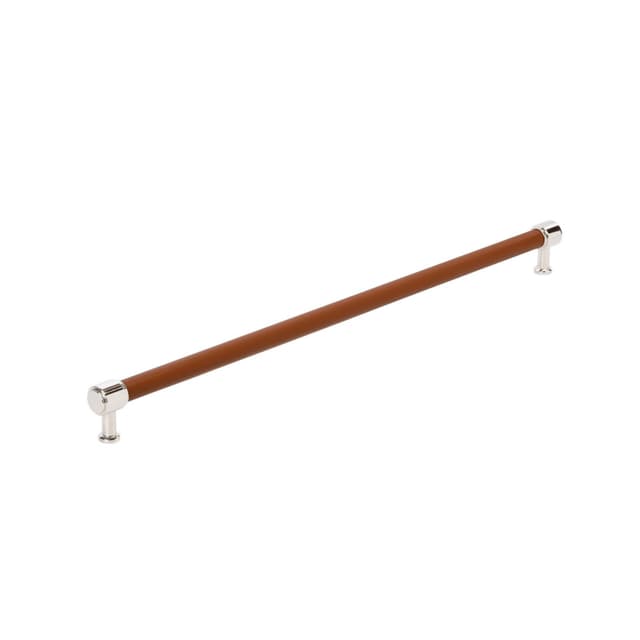 Amerock Fairlane Series Cognac Leather/Polished Nickel 24" (610 mm) Center to Center Appliance Pull, BP37546CNLPN