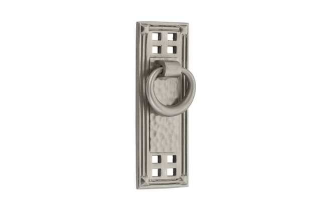 Emtek Arts & Crafts Hammered Vertical Ring Pull, 1-1/2"CC, Satin Nickel - 86042US15