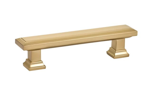 Emtek Geometric Rectangular Pull, 3-1/2"CC, Satin Brass - 86300US4