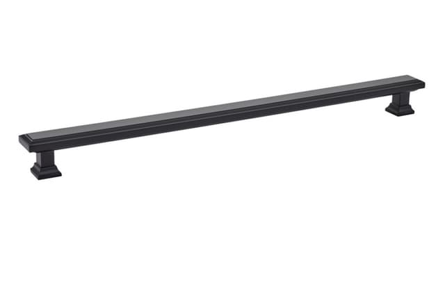 Emtek Geometric Rectangular Pull, 12"CC, Flat Black - 86493US19