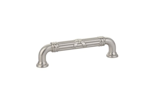 Emtek Ribbon & Reed Estate Pull, 4"CC, Satin Nickel - 86285US15