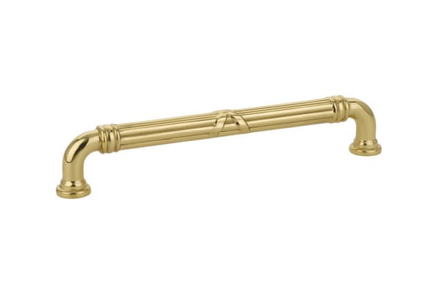 Emtek Ribbon & Reed Estate Pull, 6"CC, Polished Brass - 86286US3