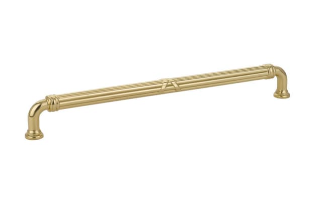 Emtek Ribbon & Reed Estate Pull, 10"CC, Polished Brass - 86287US3