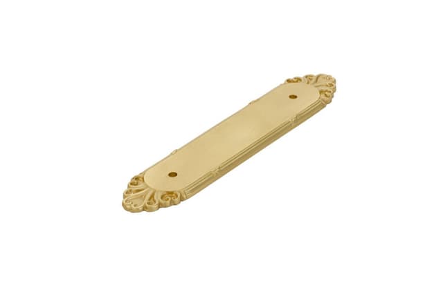 Emtek Ribbon & Reed Backplate For Pull, 4"CC, Polished Brass - 86294US3