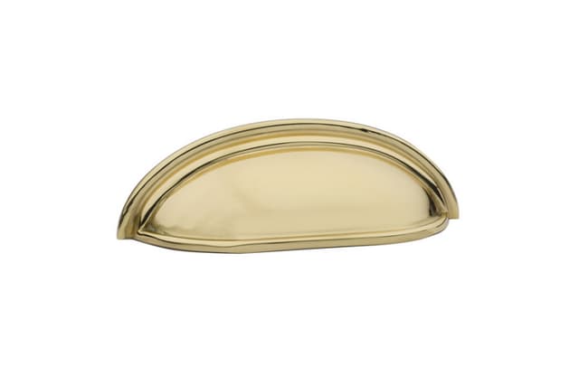 Emtek Traditonal Cup Pull, 3"CC, Polished Brass - 86123US3