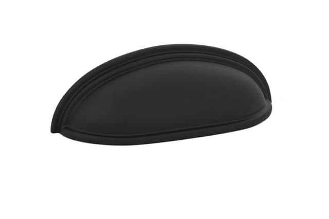 Emtek Traditional Cup Pull, 4"CC, Flat Black - 86173US19