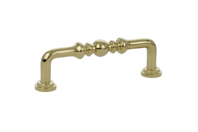Emtek Traditional Spindle Pull, 3-1/2"CC, Polished Brass - 86129US3
