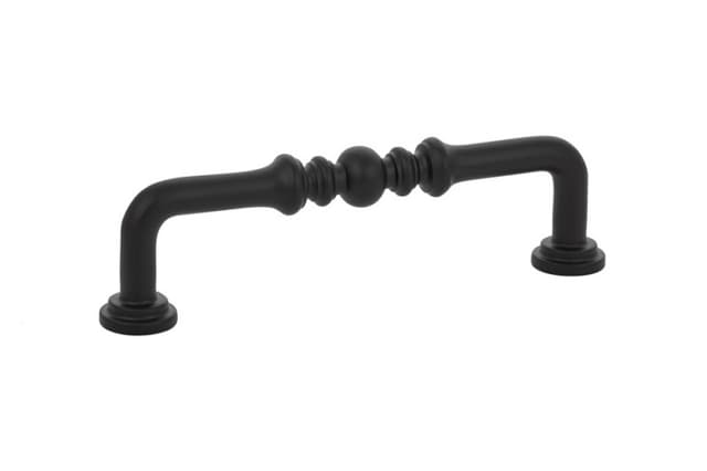 Emtek Traditional Spindle Pull, 4"CC, Flat Black - 86130US19