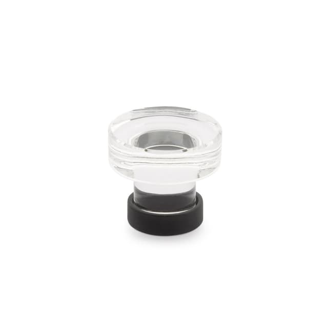 Emtek Grayson Glass Knob, 1-1/4" Diameter, Glass/Flat Black - 86569US19