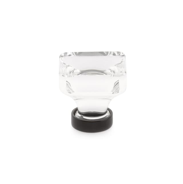 Emtek Lido Glass Knob, 1-3/8" Diameter, Glass/Flat Black - 86403US19