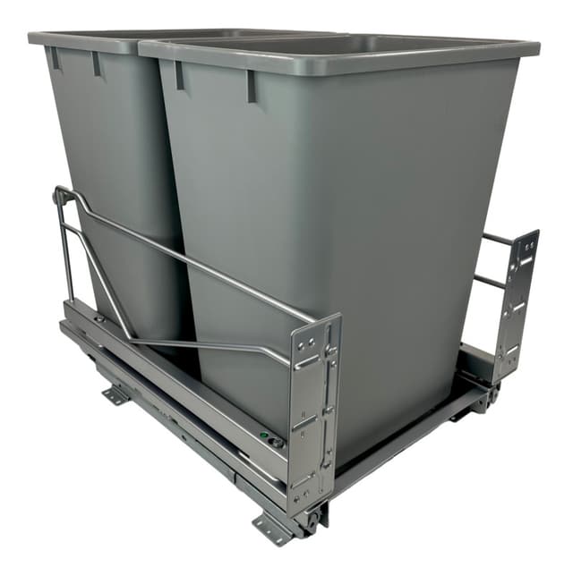 Kessebohmer Bottom Mount 36 Quart Double Bin Waste Pullout with Self-open/Soft-close Full extension Slides