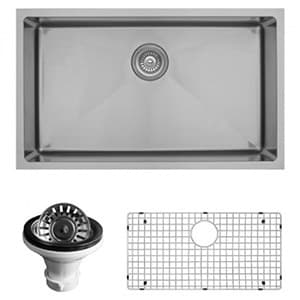 Karran Elite 30"W Stainless Steel Undermount Kitchen Sink Single Bowl, 16 Gauge - EL-75-PK1