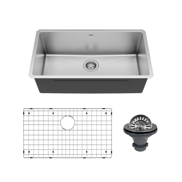 Karran Stainless Steel Sink Kit, Elite Series, Undermount Single Bowl w/Grid & Strainer 32" - EL-79-PK1