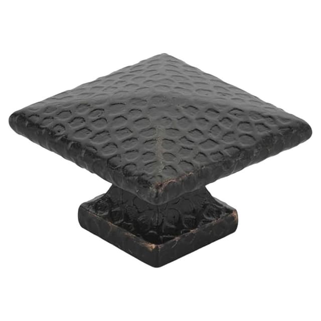 Emtek Arts & Crafts Square Dimpled Knob, 1" Diameter, Unlacquered Brass - 86038US3NL