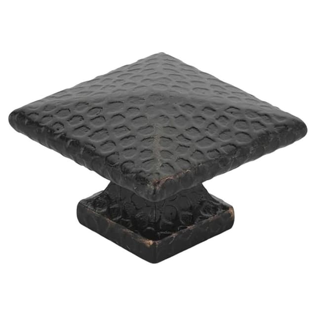 Emtek Arts & Crafts Square Dimpled Knob, 1-1/4" Diameter, Unlacquered Brass - 86039US3NL