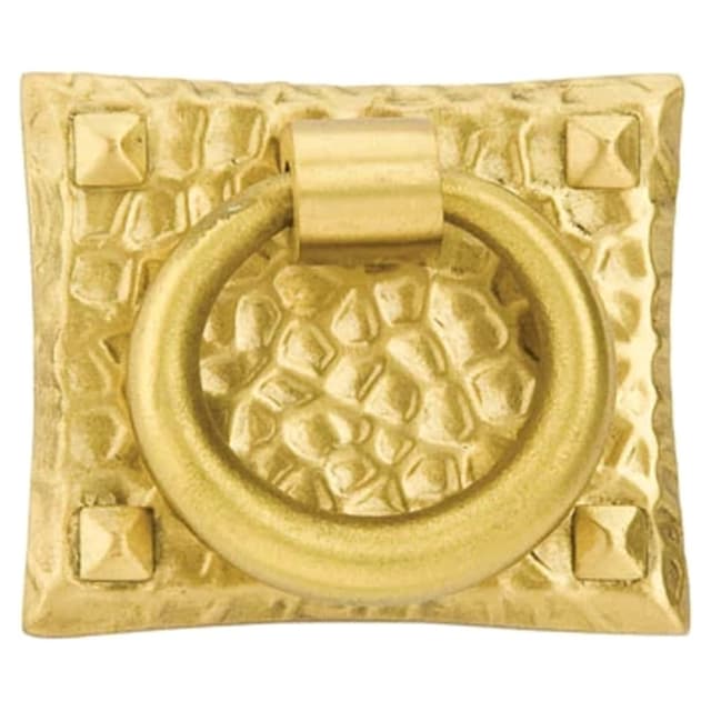 Emtek Arts & Crafts Small Hammered Ring Pull, Unlacquered Brass - 86040US3NL