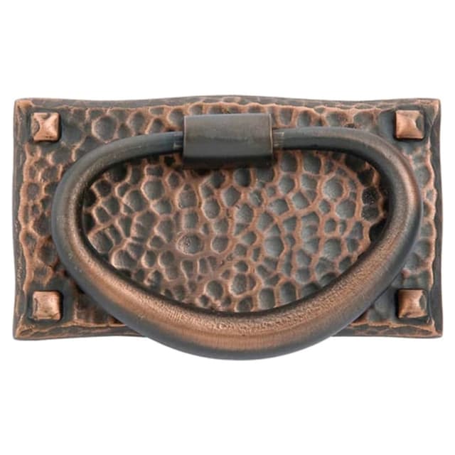 Emtek Arts & Crafts Hammered Oval Pull, Unlacquered Brass - 86041US3NL
