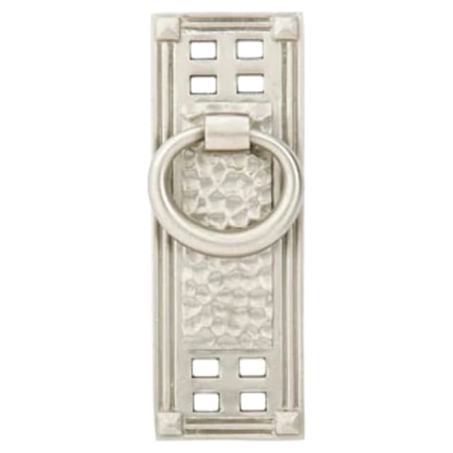 Emtek Arts & Crafts Hammered Vertical Ring Pull, 1-1/2"CC, Unlacquered Brass - 86042US3NL