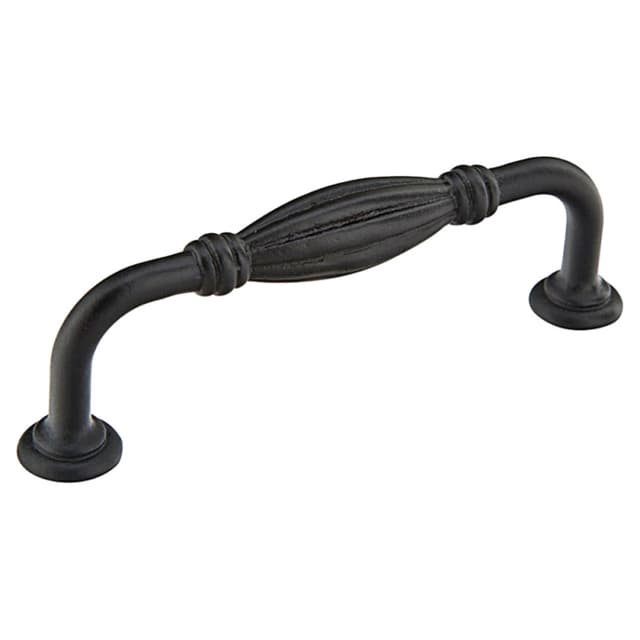 Emtek Tuscany Bronze Fluted Pull, 3"CC, Flat Black Bronze Patina - 86218FB