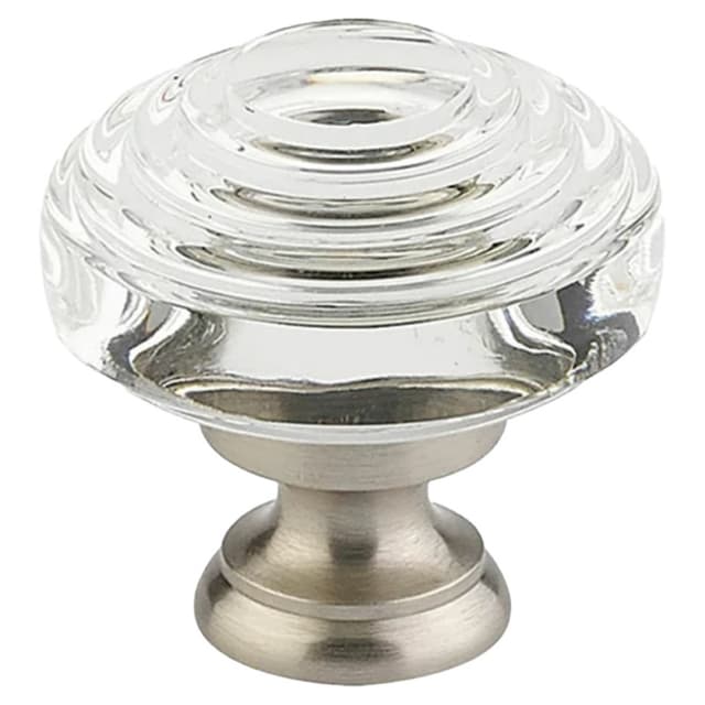 Emtek Deco Glass Knob, 1-1/4" Diameter, Glass/Satin Nickel - 86563US15