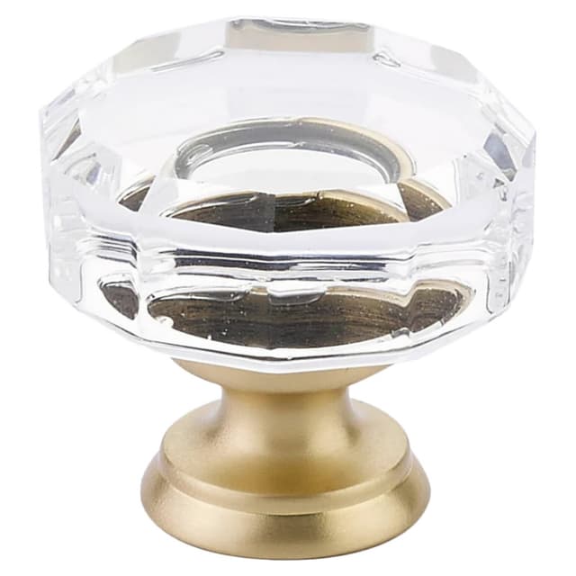 Emtek Lowell Glass Knob, 1-3/8" Diameter, Glass/Polished Brass - 86571US3