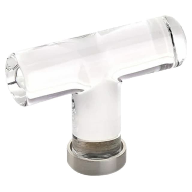 Emtek Modern Glass T-Knob, 2-1/8" Diameter, Glass/Satin Nickel - 86723US15