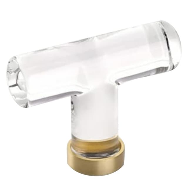 Emtek Modern Glass T-Knob, 2-1/8" Diameter, Glass/Satin Brass - 86723US4
