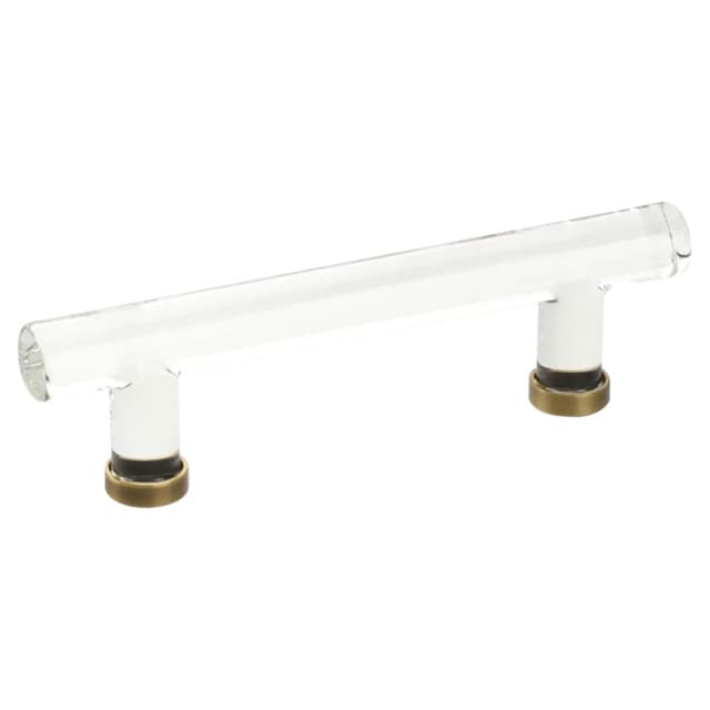 Emtek Modern Glass Bar Pull, 4"CC, Glass/French Antique - 86724US7