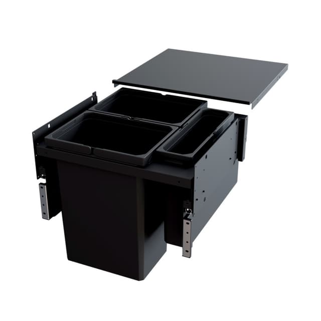 ENVI Space XX Triple Carbon Steel Gray Bin Top Mount Waste Container, for Face-Frames, 31 quart, for Face-Frames, Vauth-Sagel