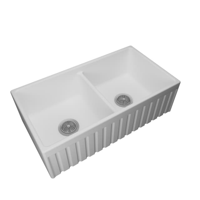 Fireclay Series Double Bowl Apron Sinks, Karran