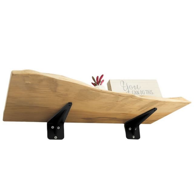 Maple Live Edge Shelf with Brackets, Federal Brace