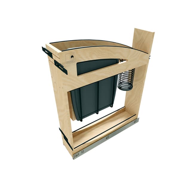 Rev-A-Shelf Craftsman Maple Base Cabinet Organizer with Knife Block and Utensil Bin with Soft-Close Slides