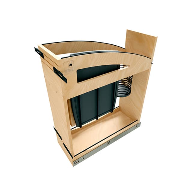 Rev-A-Shelf Craftsman Maple Base Cabinet Organizer with Knife Block and Utensil Bin with Soft-Close Slides