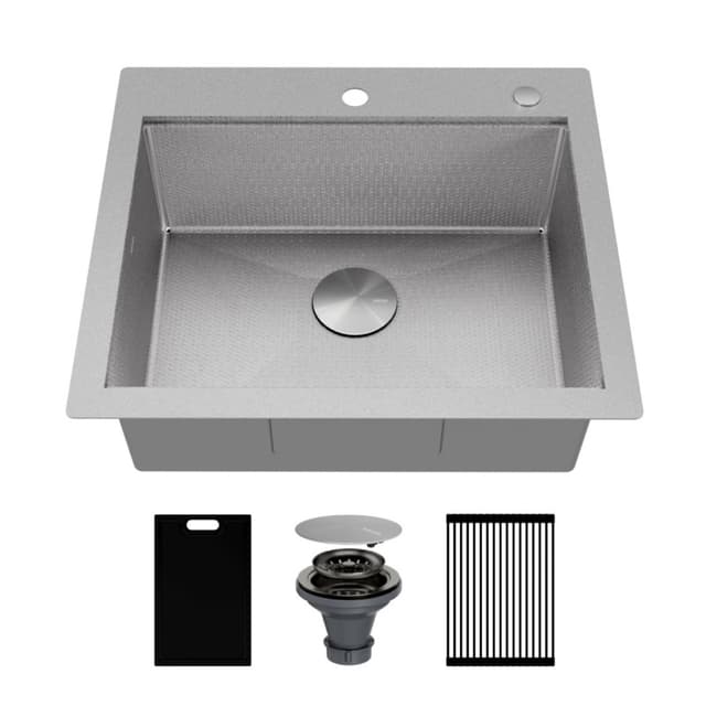 Karran Matrix 25"W Stainless Steel Top mount Kitchen Sink Single Bowl, 16 Gauge - HST2522SBSS