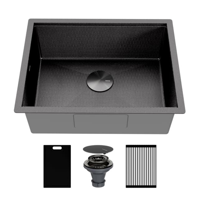 Karran Matrix 24"W Gunmetal Grey Undermount Kitchen Sink Single Bowl, 16 Gauge - HSU2419SBGG