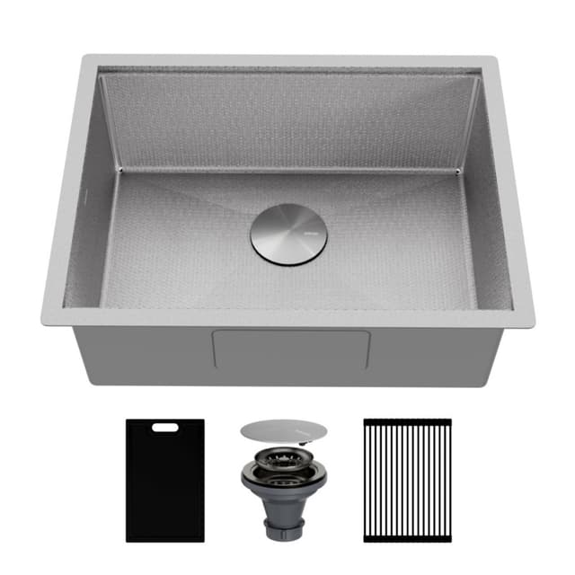 Karran Matrix 24"W Stainless Steel Undermount Kitchen Sink Single Bowl, 16 Gauge - HSU2419SBSS
