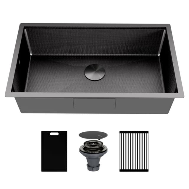 Karran Matrix 32"W Gunmetal Grey Undermount Kitchen Sink Single Bowl, 16 Gauge - HSU3219SBGG
